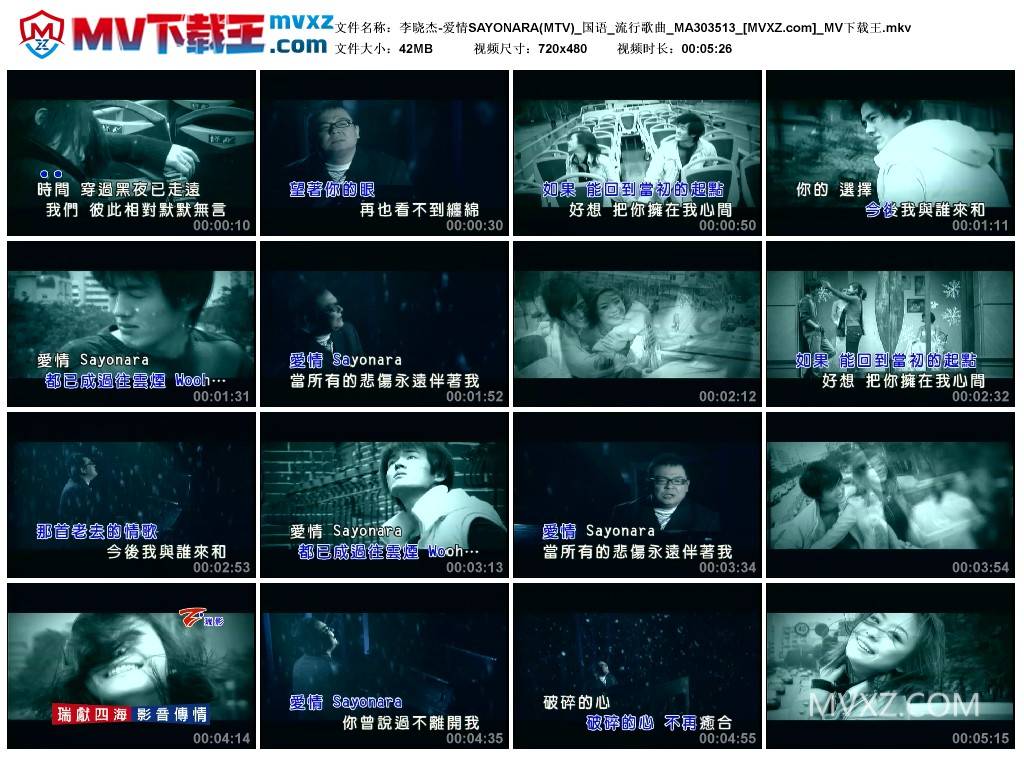 李晓杰-爱情SAYONARA(MTV)_国语_流行歌曲_MA303513